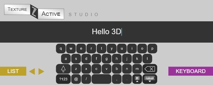 2D Keyboard in 3D and VR with ZIM TextureActive and three.js
