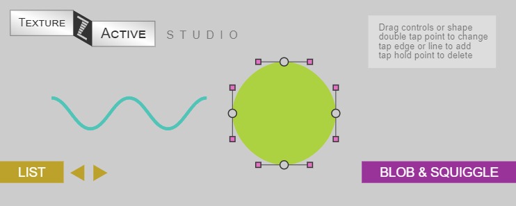 2D Blob and Squiggle in 3D and VR with ZIM TextureActive and three.js